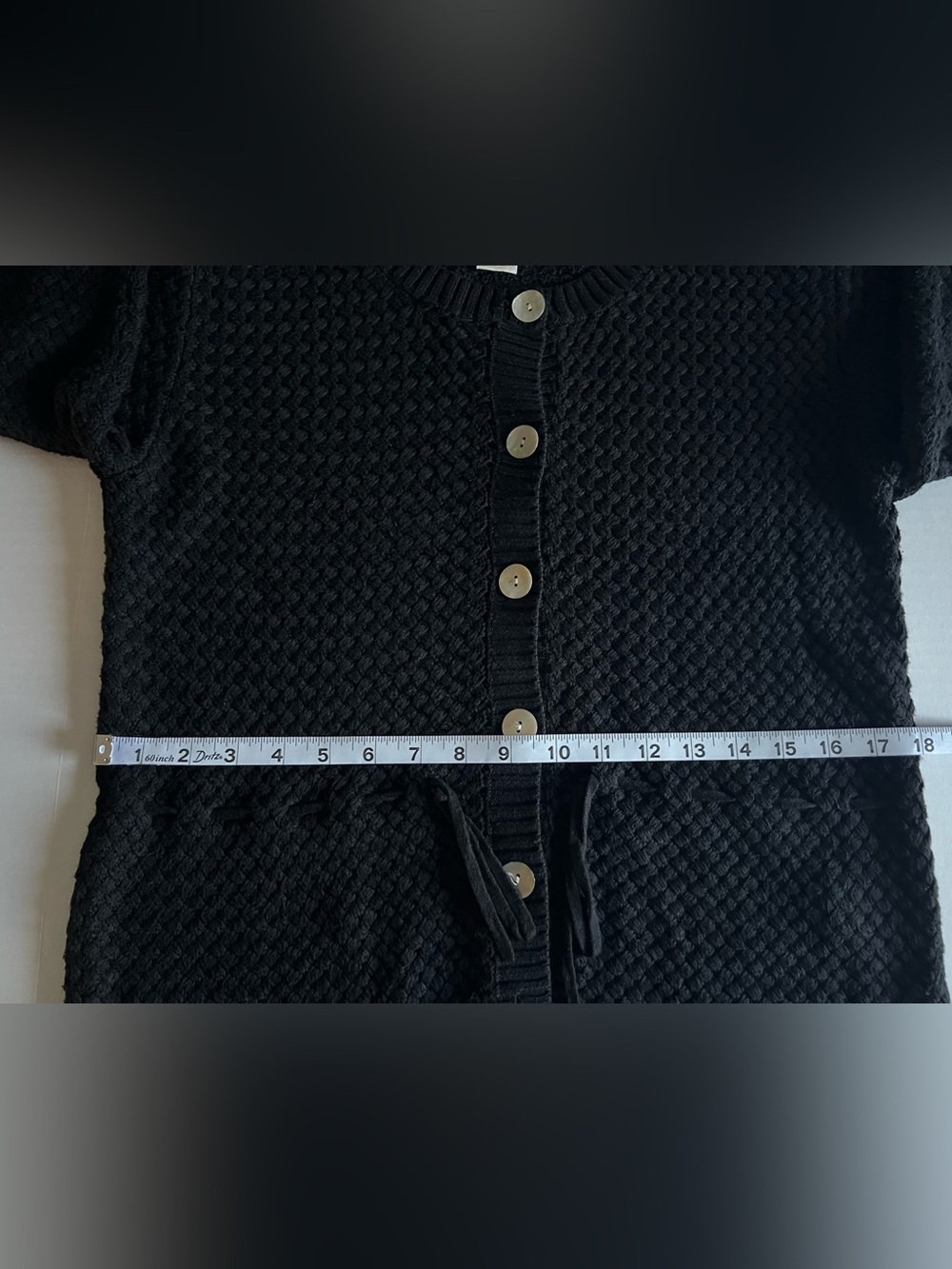 Ruby Rd. Black Textured Button-Front Crewneck Sweater - Picture 7 of 10